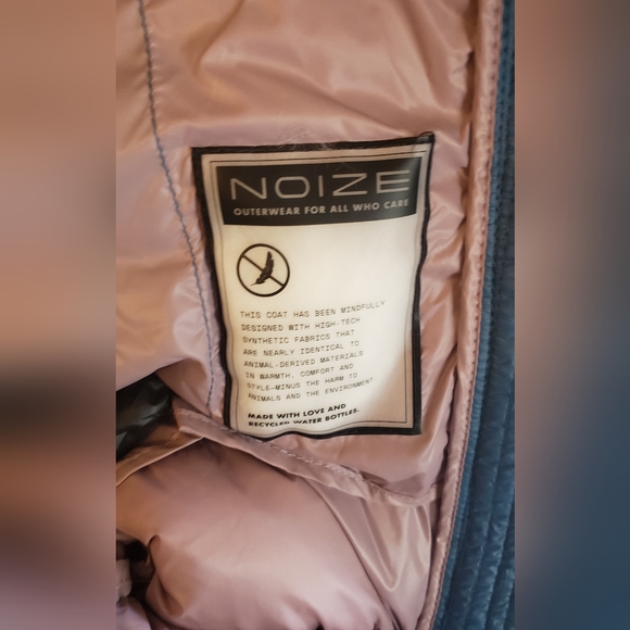 NWOT NOIZE Eden Vegan Parka  Jacket Quilted Coat Blue Outwear Cruelty - Picture 7 of 12